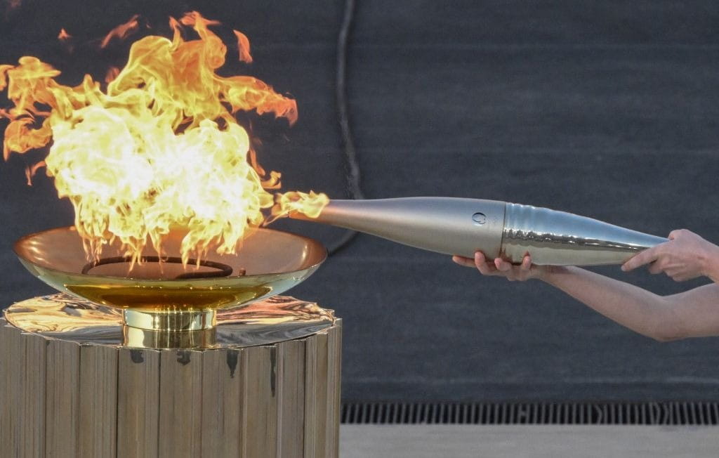 Allumage de la flamme olympique